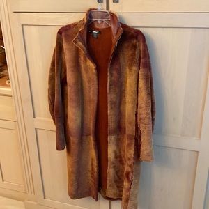 DKNY genuine shearling knee-length vintage coat